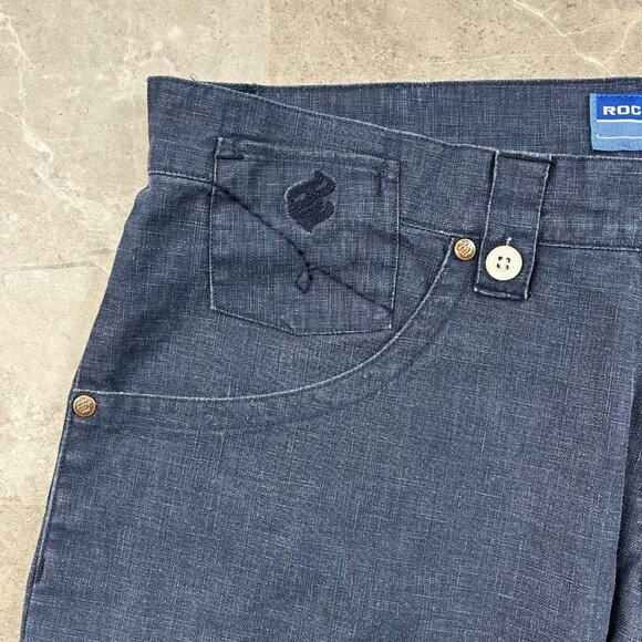 Vintage Rocawear Pants Mens 34 Linen Baggy Loose Embroidered Hip Hop Rap Jay Z - Picture 5 of 13